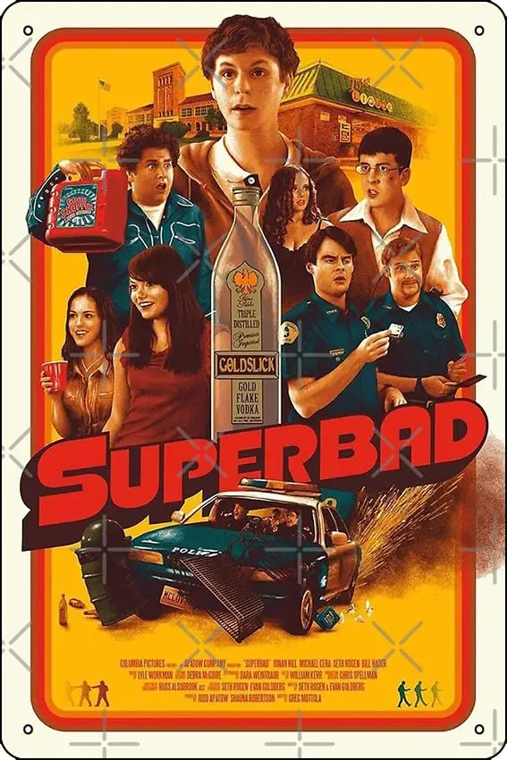 Superbad Poster Metal Tin Sign Plaque Man Cave Wall 8x12 Inch Wall Art Decoration