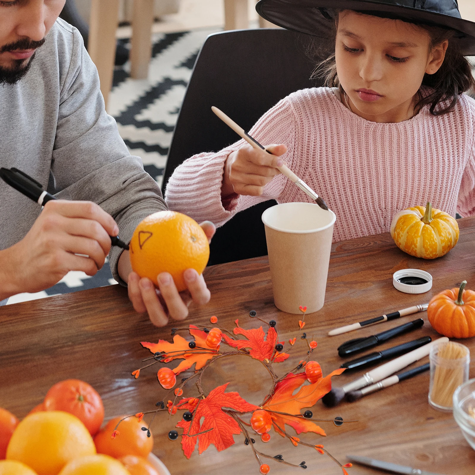 

Artificial Garland Fall Eucalyptus Wreath Leaf Decor Halloween Candles Holder Silk Cloth Autumn Ornament