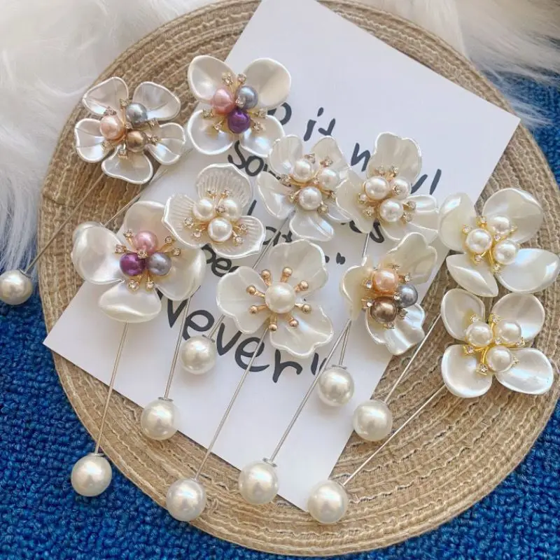 Premium rhinestone pearl imitation shell flower elegant light luxury brooch lady temperament versatile coat pin brooch
