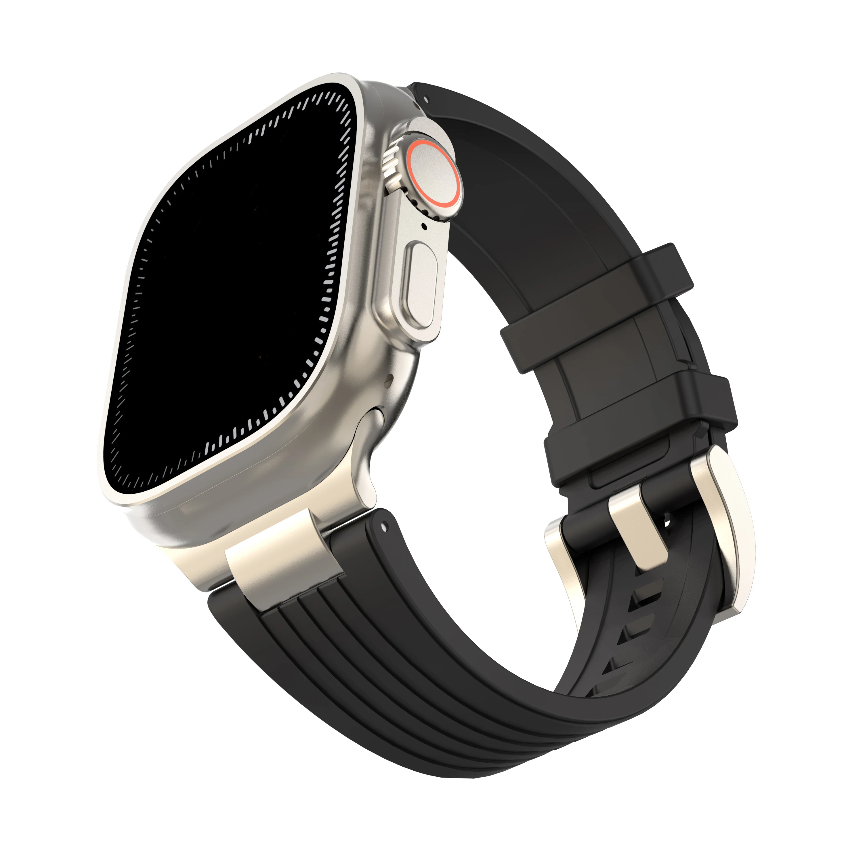 

Спортивные ремешки для Apple Watch, удерживаемые силиконовые водонепроницаемые браслеты с металлическим ремешком-переходником для iWatch Series 10 9 8 7 6 SE