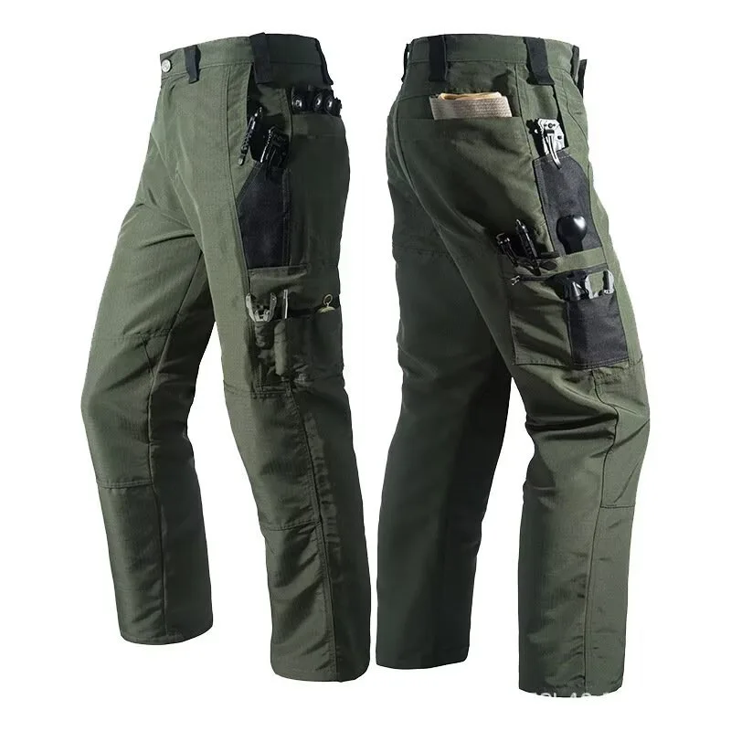 Men's Loose Straight Leg Multi‑Pocket Windproof Tactical Cargo Pants Spring Autumn Streetwear Fishing Outdoor Casual Trousers