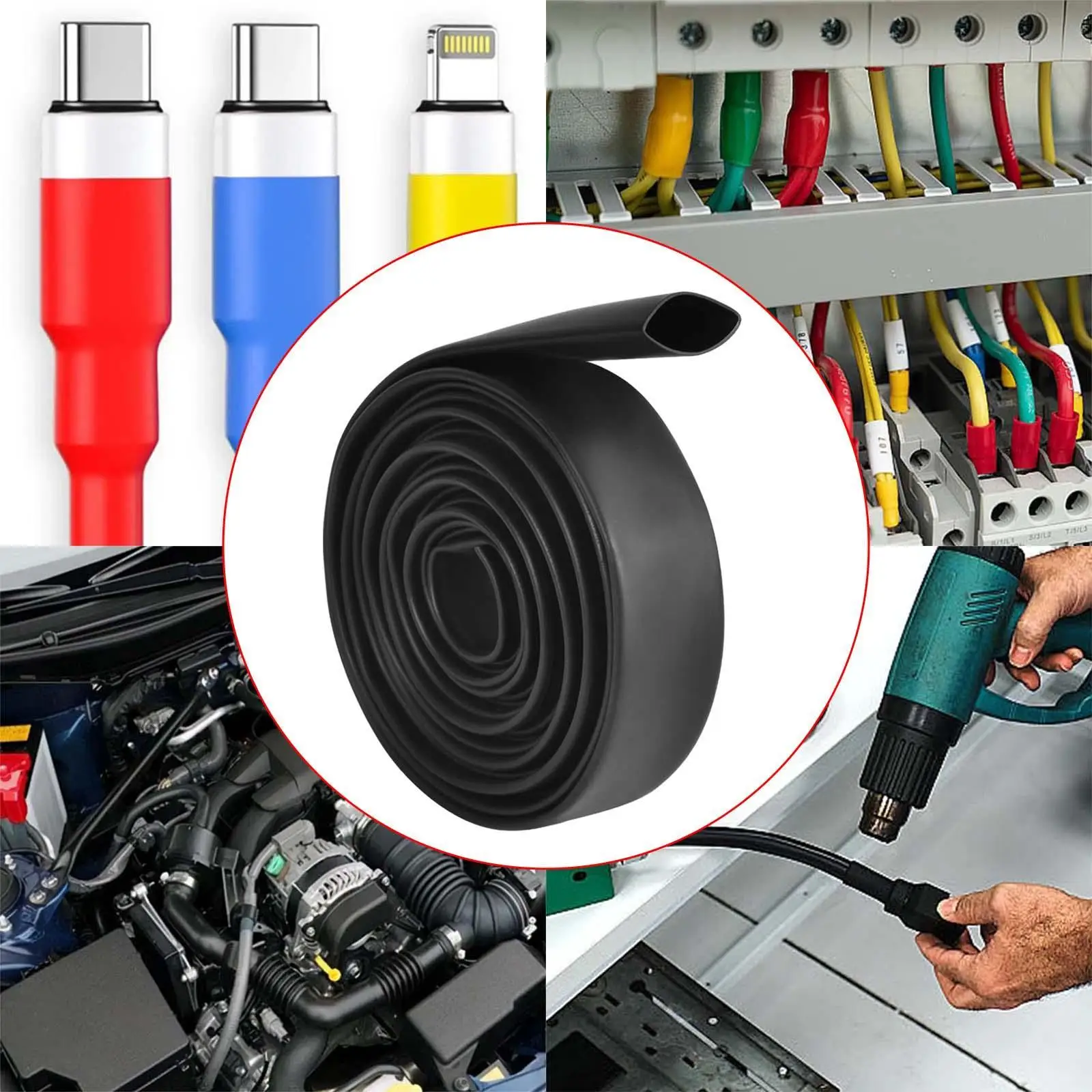 Konektor Kabel Tabung Penyusut Panas Perlindungan Berlapis Perekat DIY Rasio 3:1