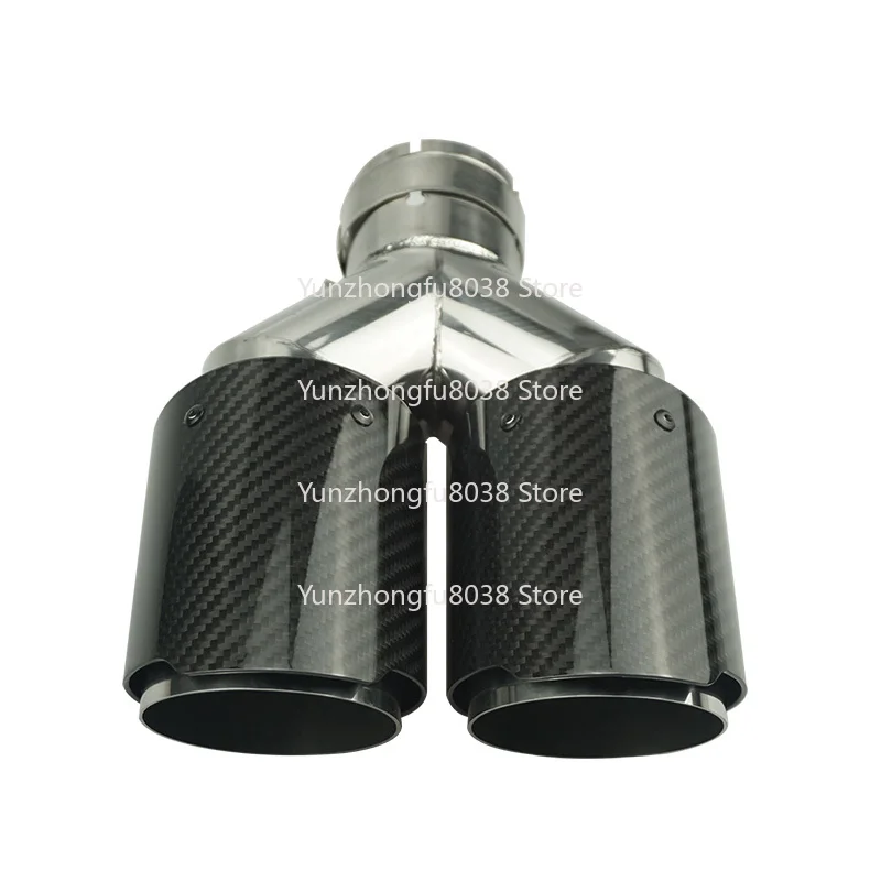 Y-type exhaust tip stainless steel auto parts high quality universal double solid carbon fiber exhaust tail pipe