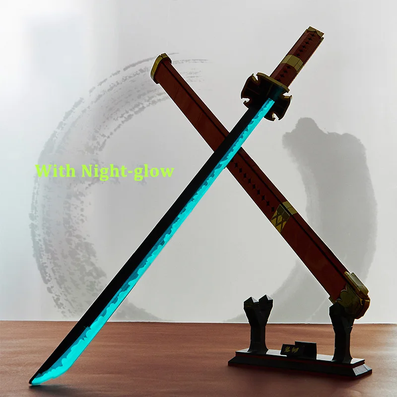 MOC – jeu de dessin animé épée de samouraï, blocs de construction, série de films animés, ornement assemblé pour garçons, petites briques, jouets, accessoires