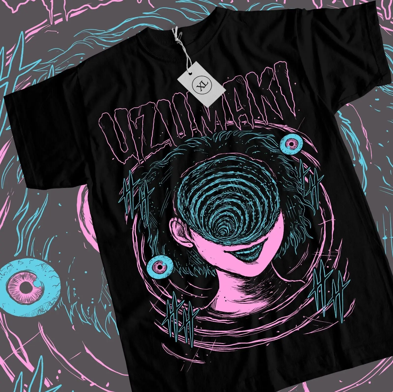 

Junji Ito Uzumaki T-Shirt Horror Japan Guro Funny Girl Anime Gift Shirt All Size