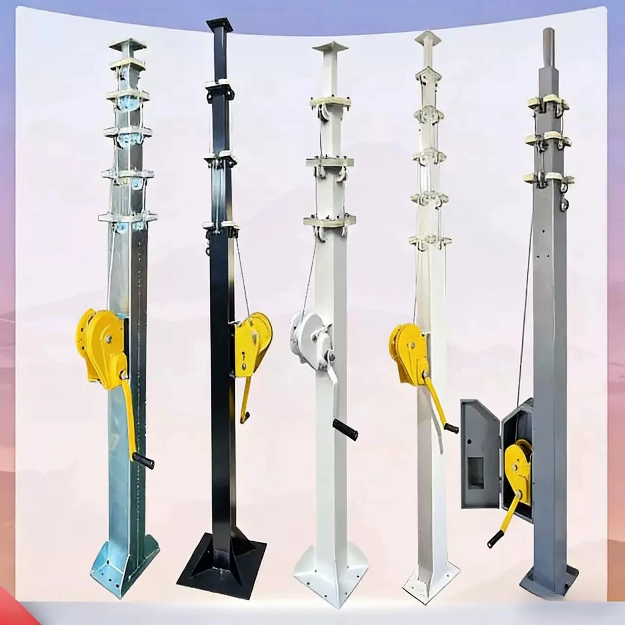 

Adjustable 3-9m Manual Telescopic Lifting Rod with Hand-Operated Winch, Heavy Duty Mechanical Pole for Height Adjustment