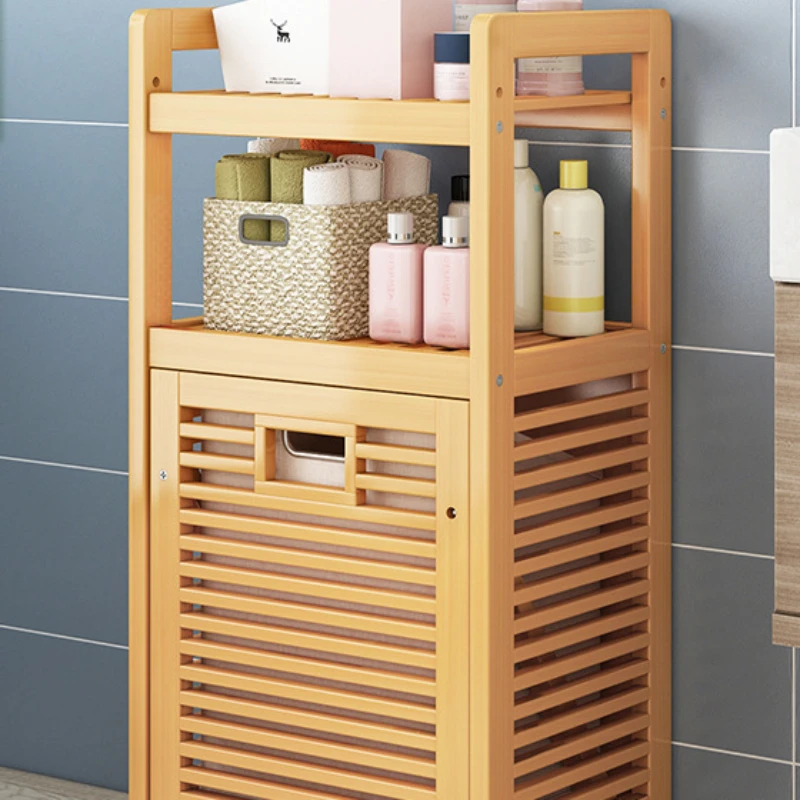 Imagem -04 - Multifuncional Solid Wood Floor Bathroom Shelf Grande Organizador de Roupas Roupas Sujas Dificultar Armazenamento para wc Vestuário