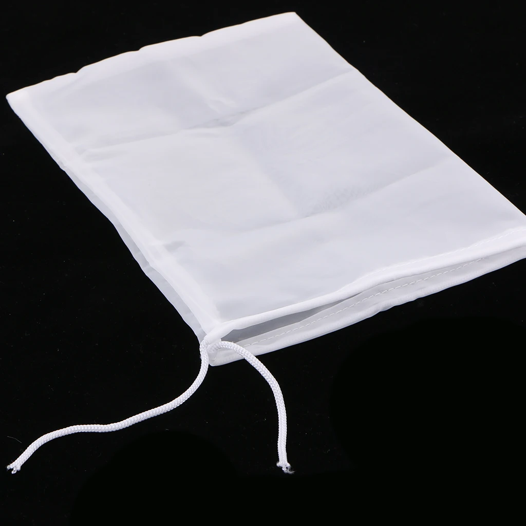 Home Brew Filter Reusable Nylon Mesh Strainer Bag for Nut Milk Hops Tea 15x20cm