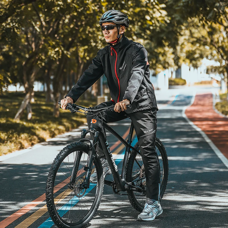 WEST BIKING Reflective Windproof Cycling Set Winter Thermal Bicycle Jacket Suit Clothes Pants Outdoor Sport MTB Man Sportswear