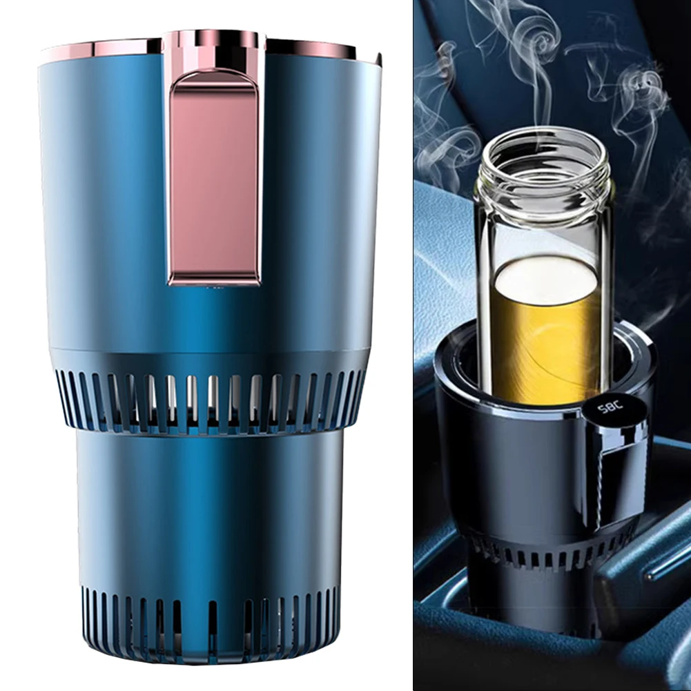 Car Coffee Warmer 12V Heating Cup Aluminum Alloy Insulation Compact Car Accessory Family-Friendly Design Sapphire Blue