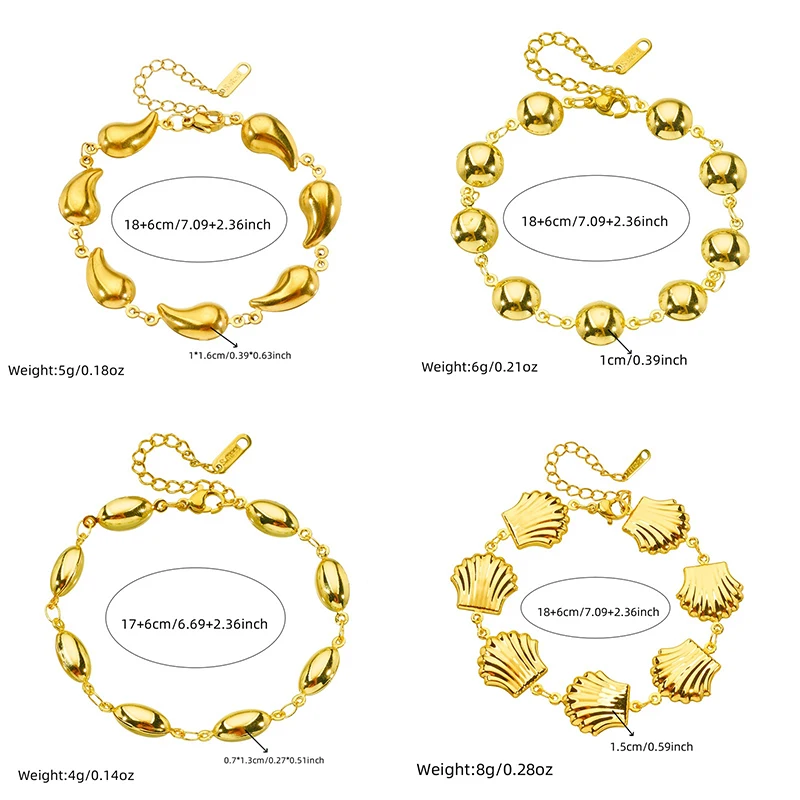 XIYANIKE 316L Stainless Circular Surround Shell Water-Drop Rugby Ball Shape Bracelet For Women Novel Light Luxury Hand Chain