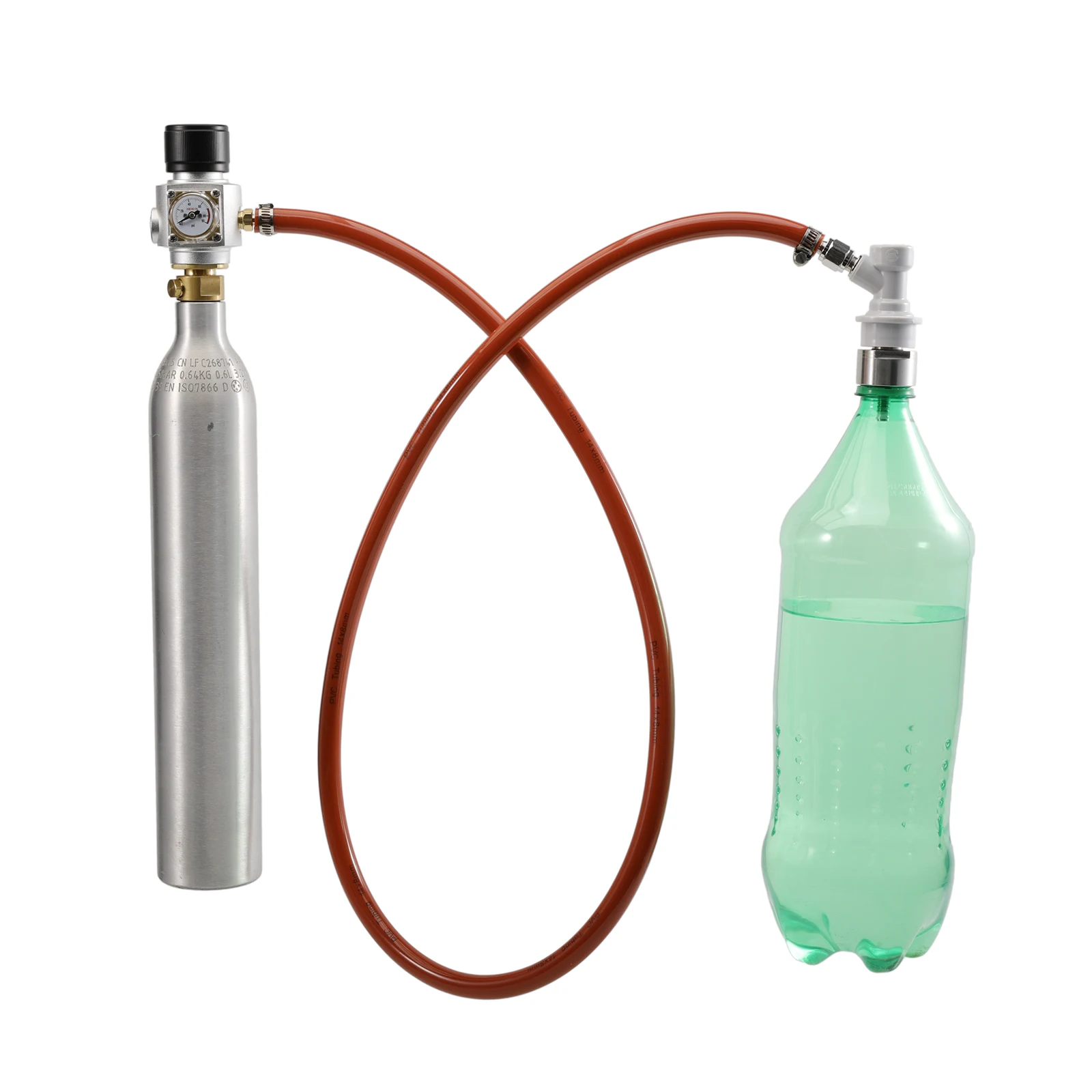 طقم كربونات الصودا منظم Co2 صغير Tr21-4 زجاجة غاز 1.2 متر خط غاز أحمر سميك للغاية مياه فوارة صودا كربونات في المنزل