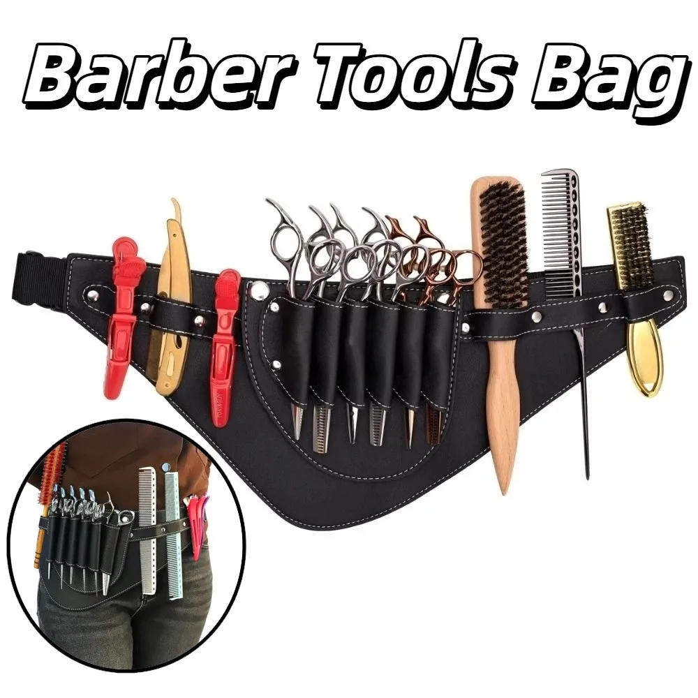 PU Leather Hairdressing Tools Bag Shoulder Belt Durable Barber Tools Bag Adjustable Waist Waist Belt Hairdressing Bag