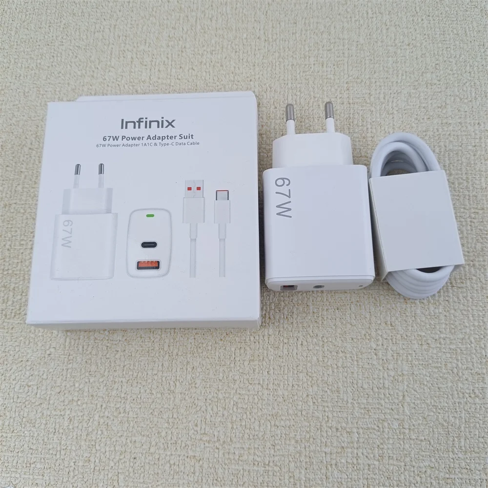 Infinix 67W Dual Ports Charger Fast Charging EU US Power Adapter Suit for Infinix Note 60 50 40 30 Zero40 Ultra Hot 12 40 30 Pro