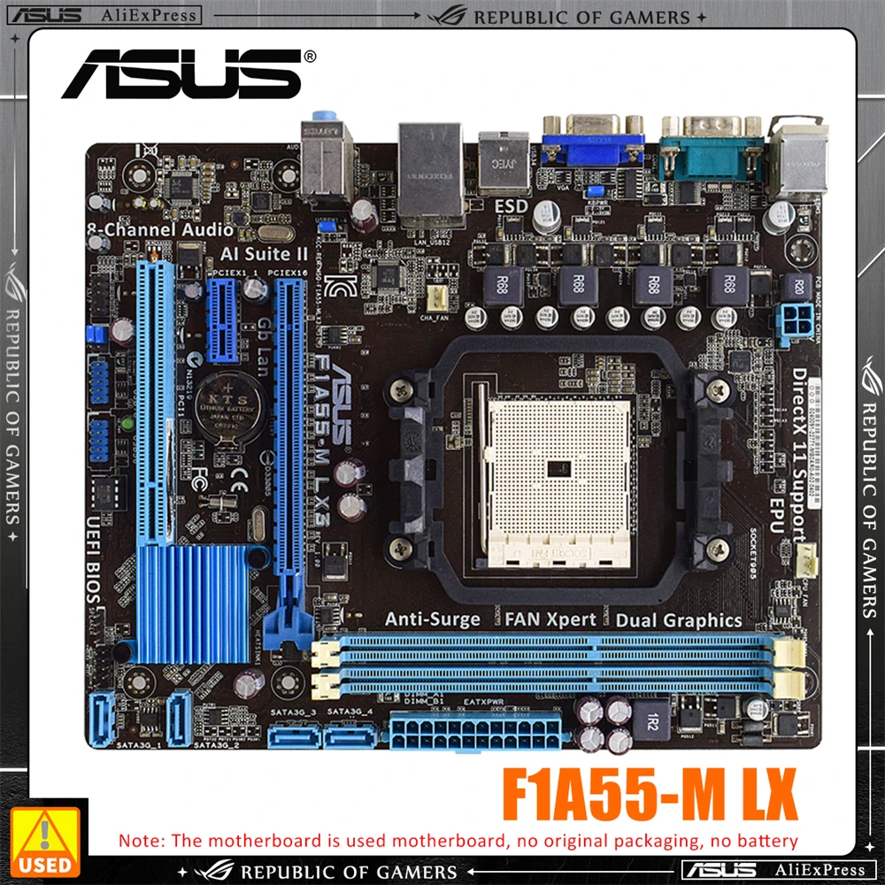 ASUS F1A55-M LX3 Motherboard Support A8-3870K A6-3670K A4-3400 CPU DDR3 1866MHz 32GB AMD A55 A8/A6/A4/E2 Socket FM1 uATX