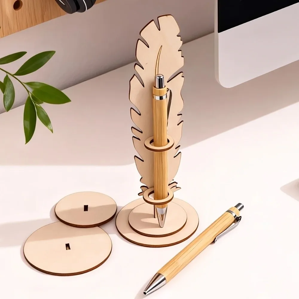Multi-functional Retro Wooden Quill Pen Holder Funny Unique Gifts Desktop Storage Rack Handmade Calligraphy Stand Office