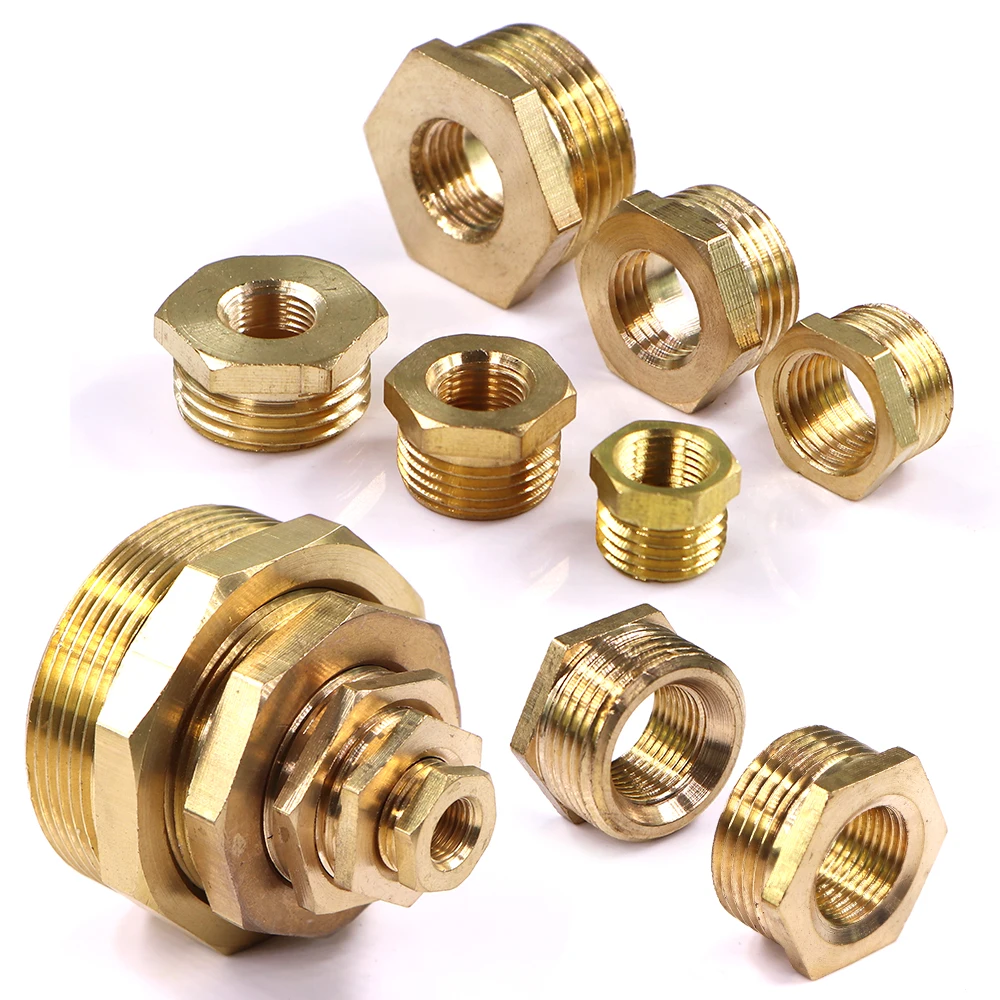 

1/8" 1/4" 3/8" 1/2" 3/4" 1" 1.5" 2" Brass Hex Nipple Reducing Hexagon Bush Bushing Male to Female Thread Reducer Connect Repair