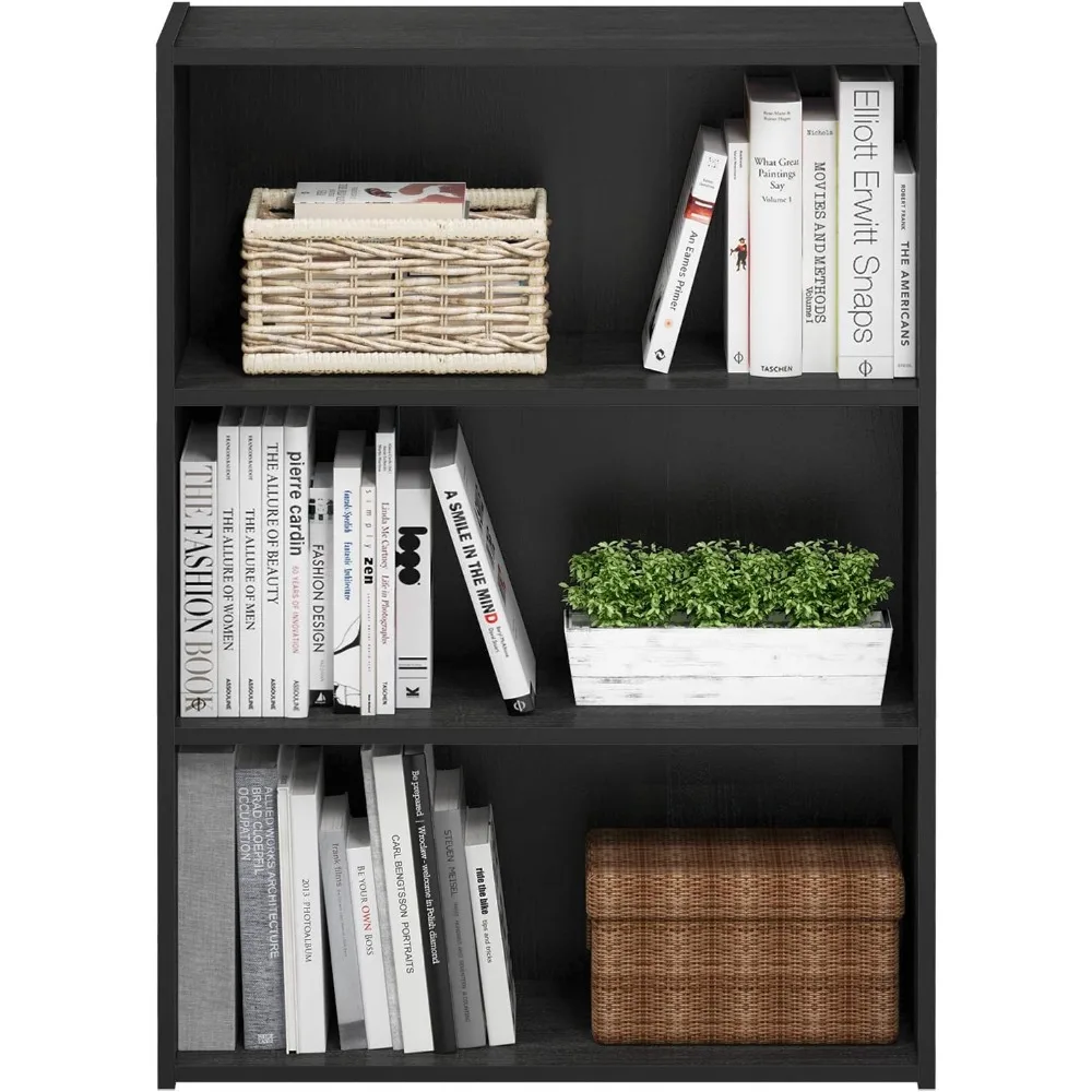 وحدة تخزين رف الكتب من 3 طبقات، ارتفاع 31.5 بوصة، لغرفة المعيشة وغرفة النوم والمكتب، خشب مركب متين