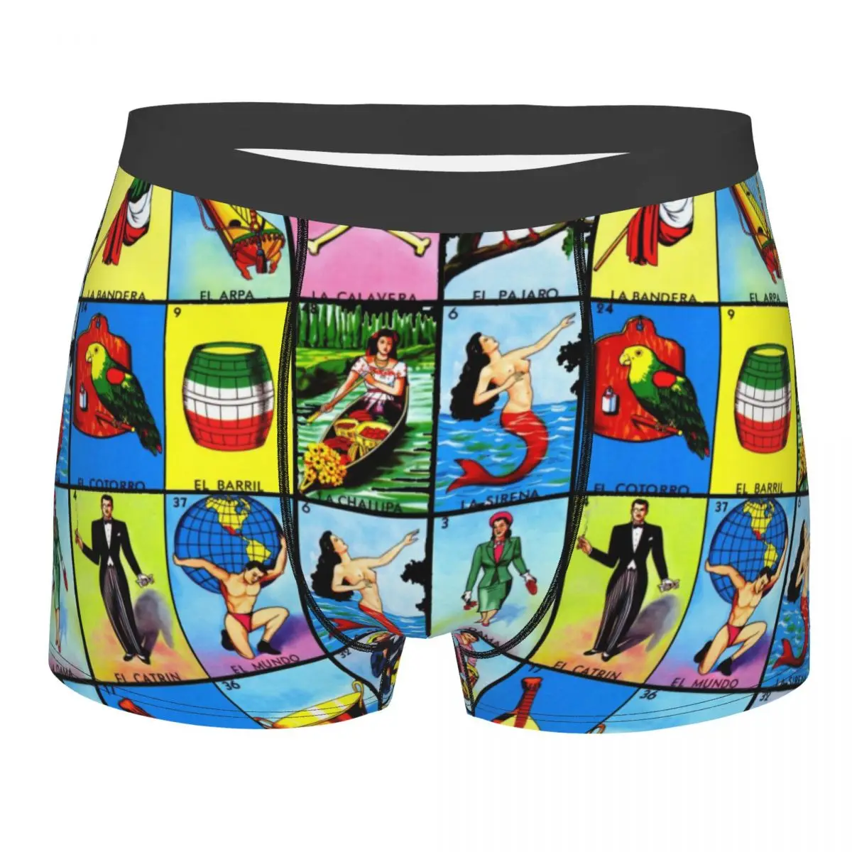 Custom Loteria Card Mexican Bingo Lottery Underwear Men Stretch Boxer Briefs