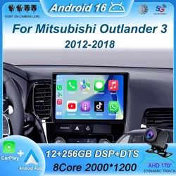 Android 16 Carplay Car Radio For Mitsubishi Outlander 3 GF0W GG0W 2012-2018 Multimedia Video Player Navigation Stereo GPS 2din