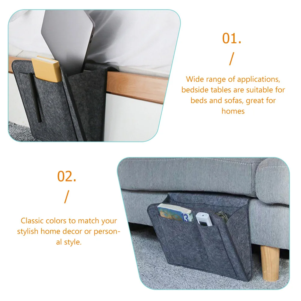 Multifunctionele vilten opbergtas Nachtkastje Organizer met zakken voor bank Armsteun Afstandsbediening Houder Dorm Slaapkameraccessoire