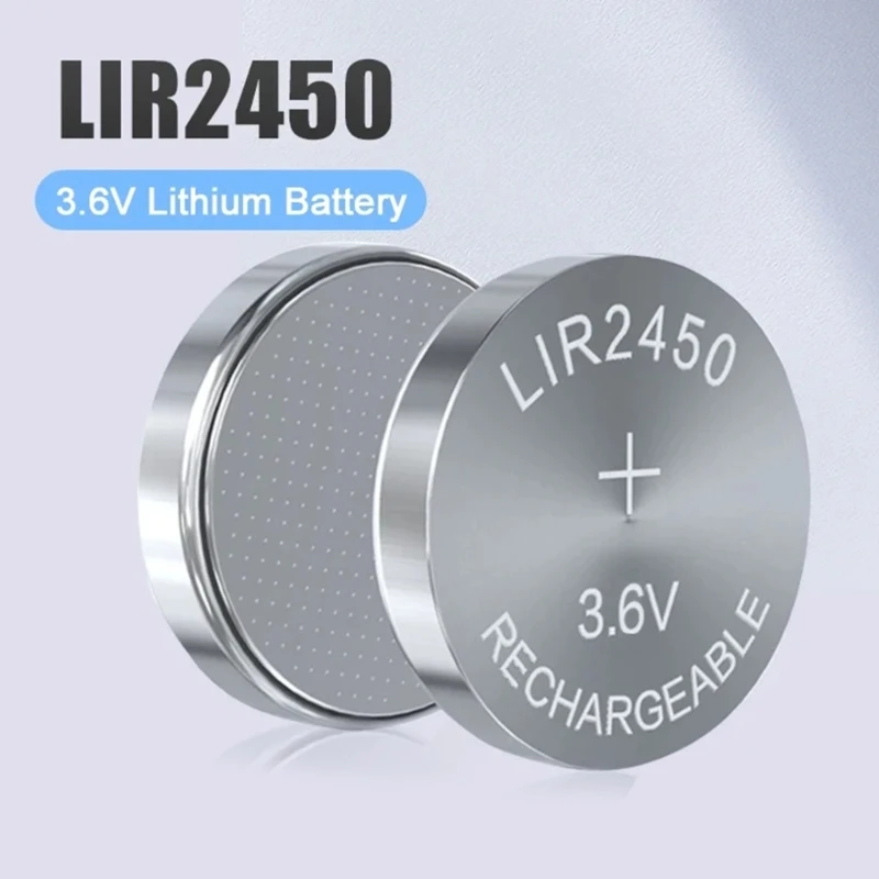 

5Pcs LIR2450 Rechargeable Battery 3.6V Lithium Button Batteries Coin Cell Battery for Earphone Wearable Device Watch