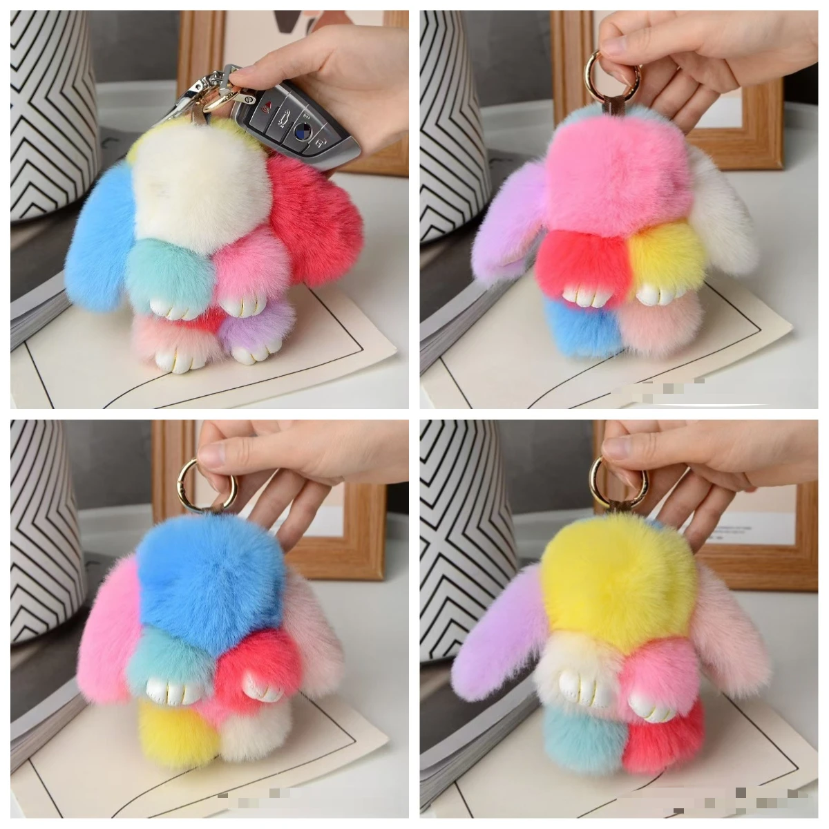 Llavero Decorativo para Bolsa, Varios Juguetes de Llavero, NUEVO 2026, Peluche de Conejo de Imitación de Angora, Colgante de Conejo, Conejo Muerto