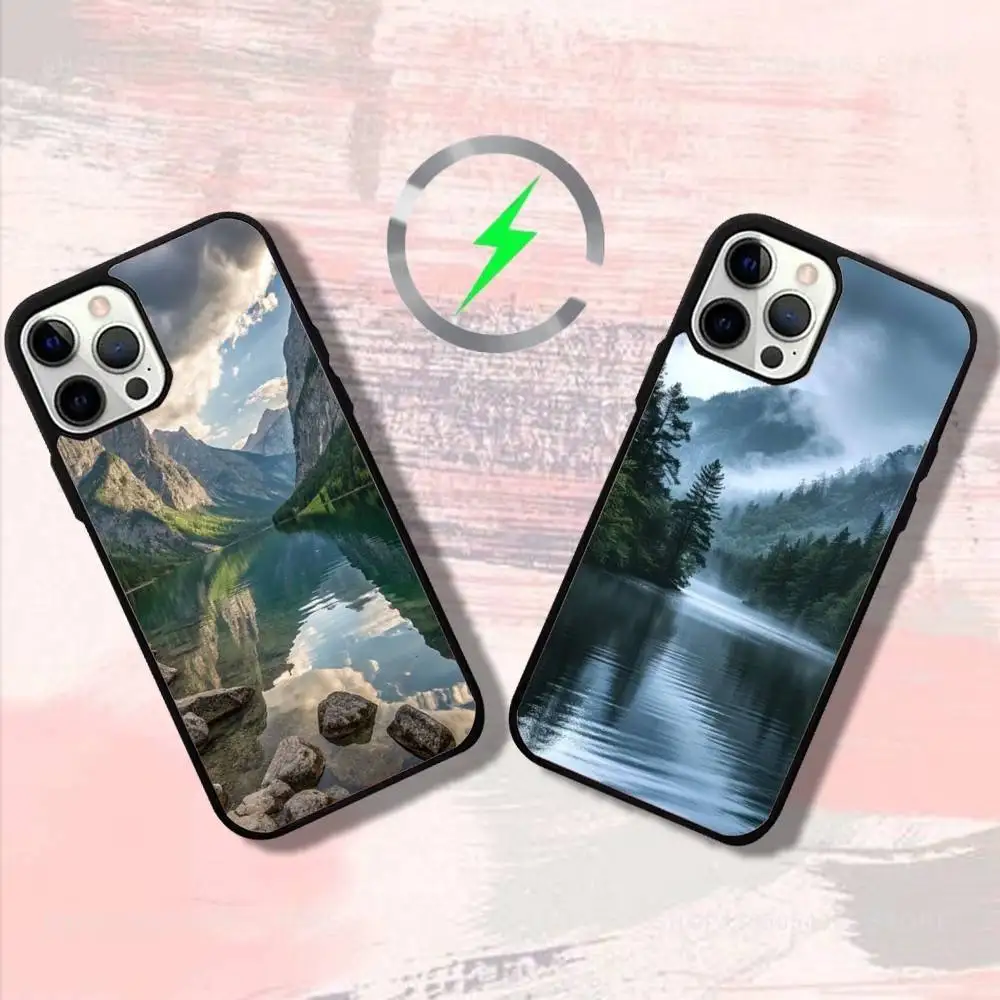 

Art Forest Mountains Phone Case For iPhone 17,16,15,14,13,12,11,Pro,Max,Plus,Mini,SE4,E Magnetic Magsafe Wireless Charging