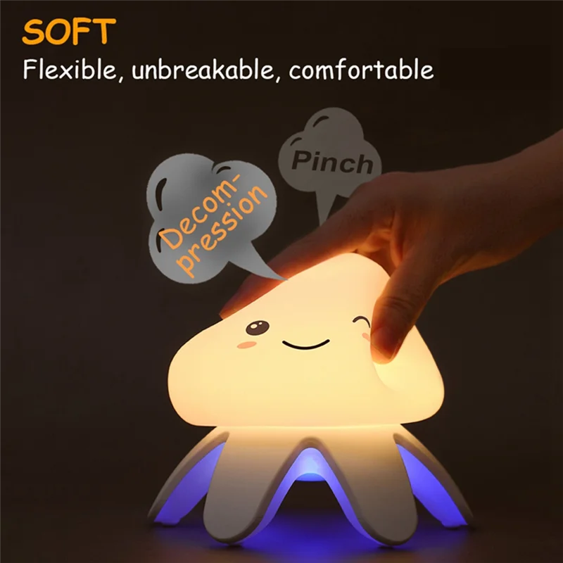 

Jellyfish Night Lamp With Remote Control Color Changing 1200Mah USB Rechargeable Silicone Bedside Light