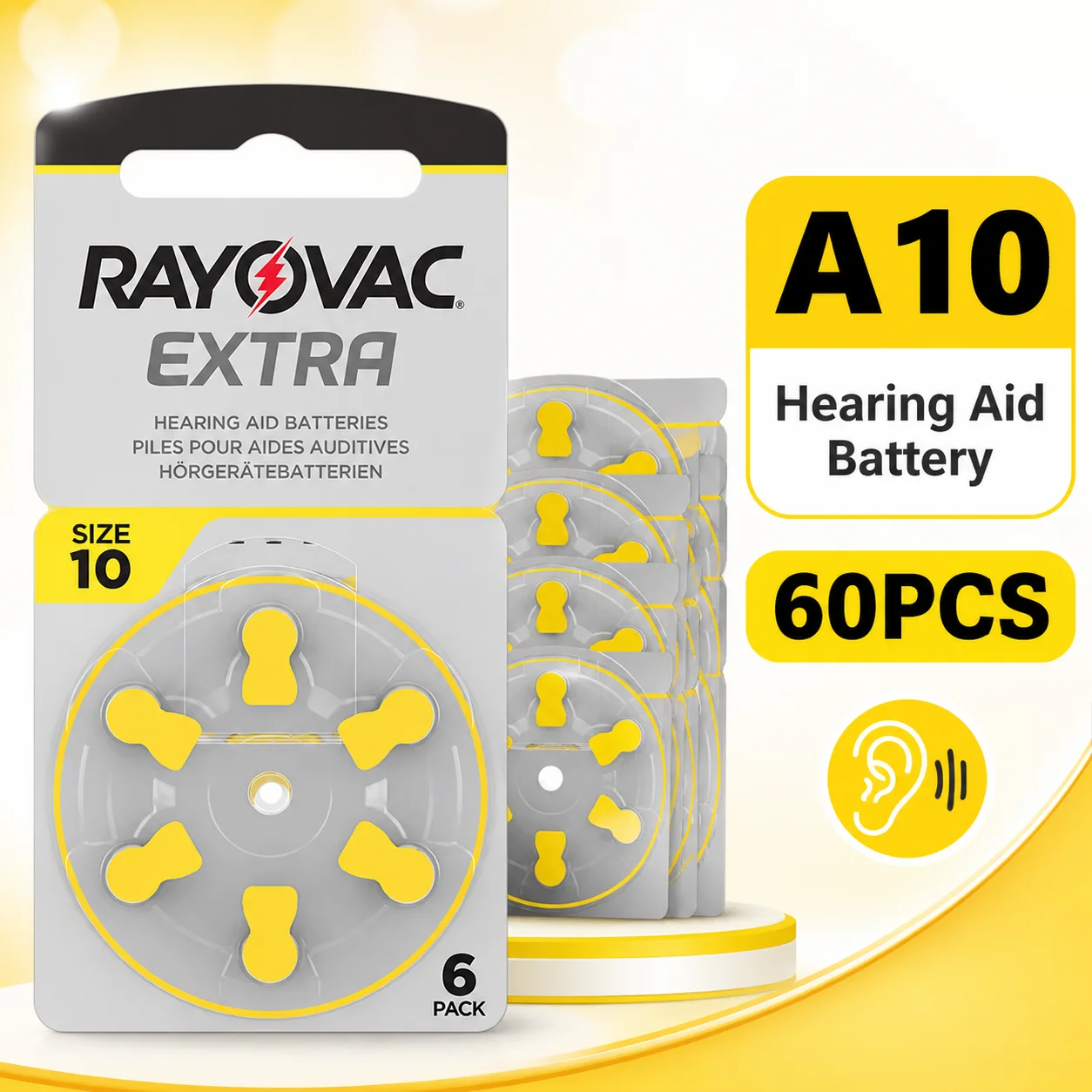 Zinc Air Hearing Aid Battery A10 PR70 10A Replacement Cells For Digital Hearing Aid 6-60PCS High Performance Pack