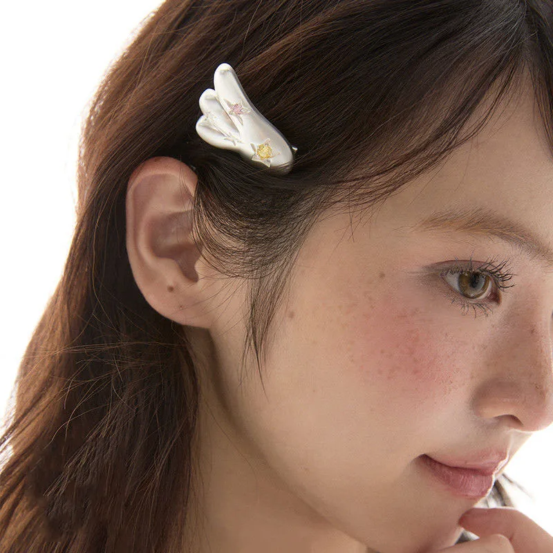 2 Pcs Star Angel Wings Zircon Hair Clip Cute Kawaii Stacking Clip Fashion Trendy Versatile Hair Accessories Hair Clip For Girls - view 4