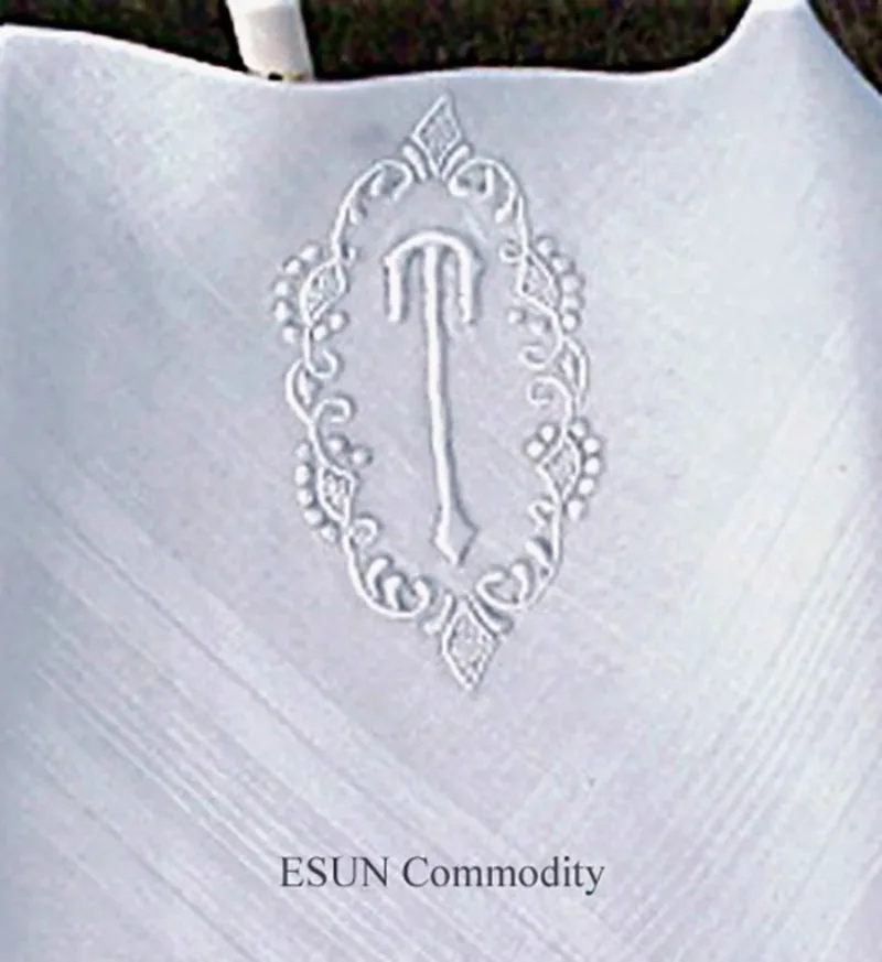 Fazzoletto con alfabeto semplice in stile europeo (D, F, T, Q, G) Fazzoletto bianco in cotone ricamato tridimensionale fatto a mano