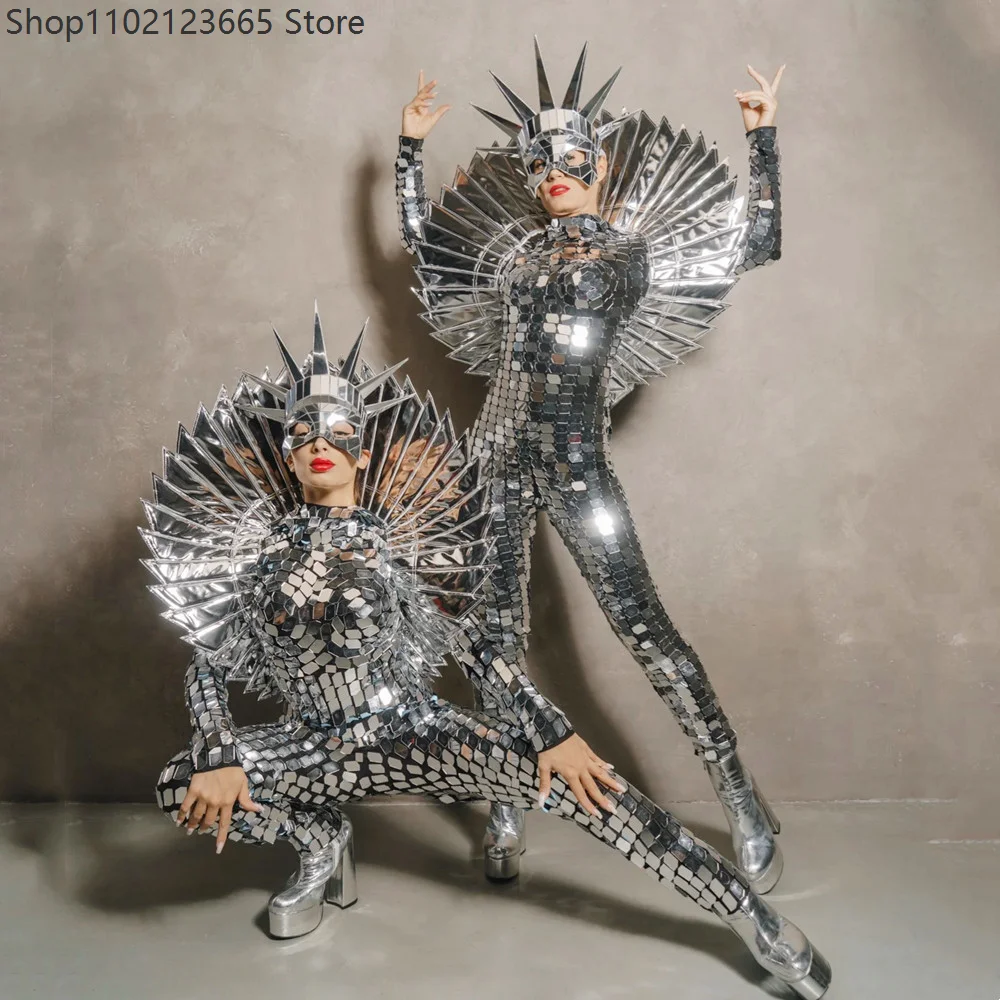 Silver Dancewear Nightclub Women Singer Dance Performance Stage Wear Black Model Catwalk Show Prop Costume Show Red Props 2026
