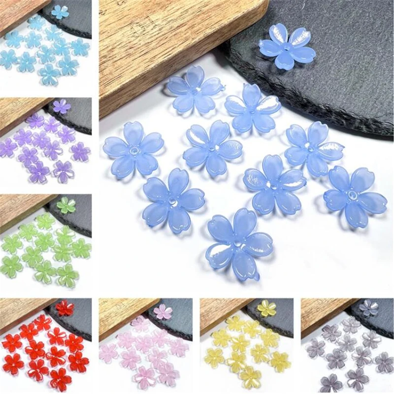 

100pcs/lot new jelly acrylic flower beads charm connectors for diy earrings necklace garment hair jewelry making accessories