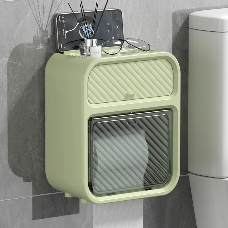 Toilet paper box Perforation-free waterproof toilet tissue box Wall mounted toilet paper roll paper storage rack