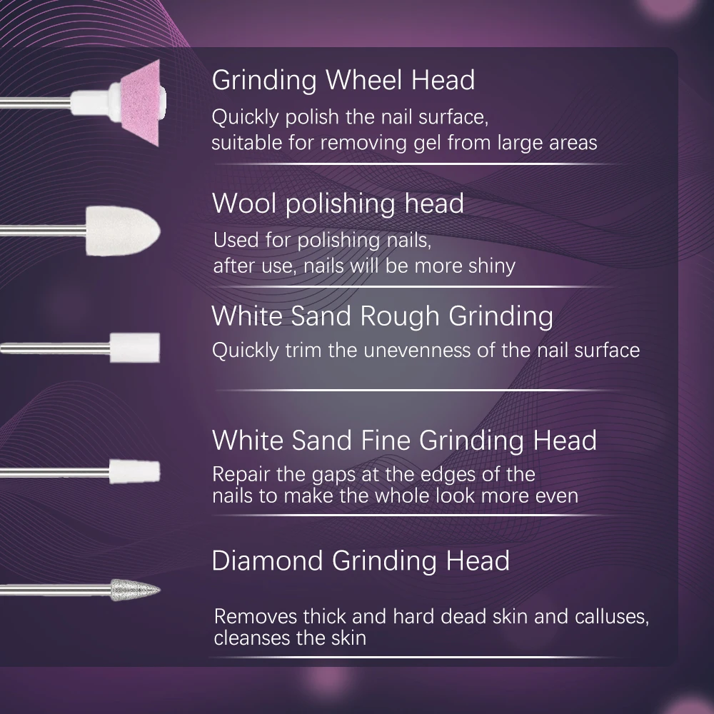 Draagbare 5-in-1 elektrische nagellakboormachine USB-oplader Draagbare manicureset Peeling en polijsten voor nagelsalon