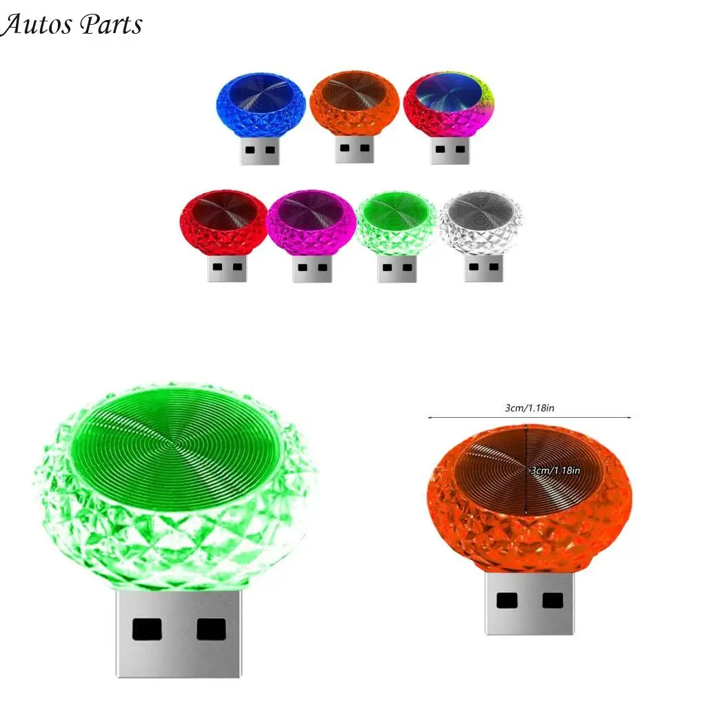 

57BA Multifunctional USB LED Lamp 7 Dynamic Color Mood Enhancer Light for Auto Cabin Living Room Night Light