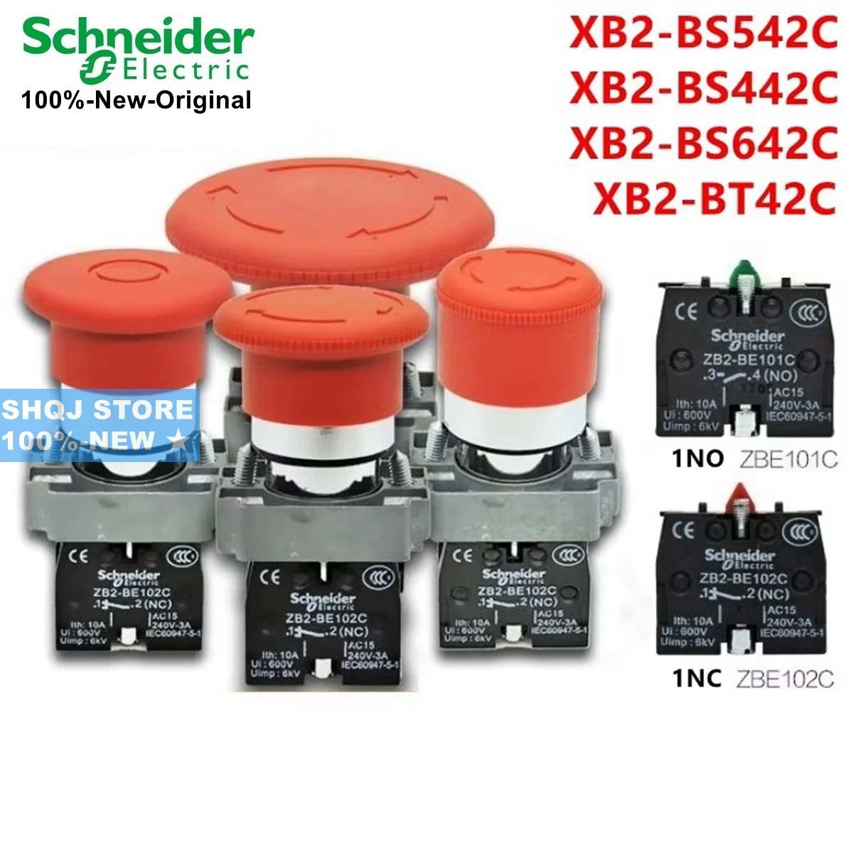 Schneider 100%-NEW 1PCS XB2-BS542C XB2-BS442C XB2-BS642C XB2-BT42C ZB2-BE101C ZB2-BE102C Emergency stop button switch