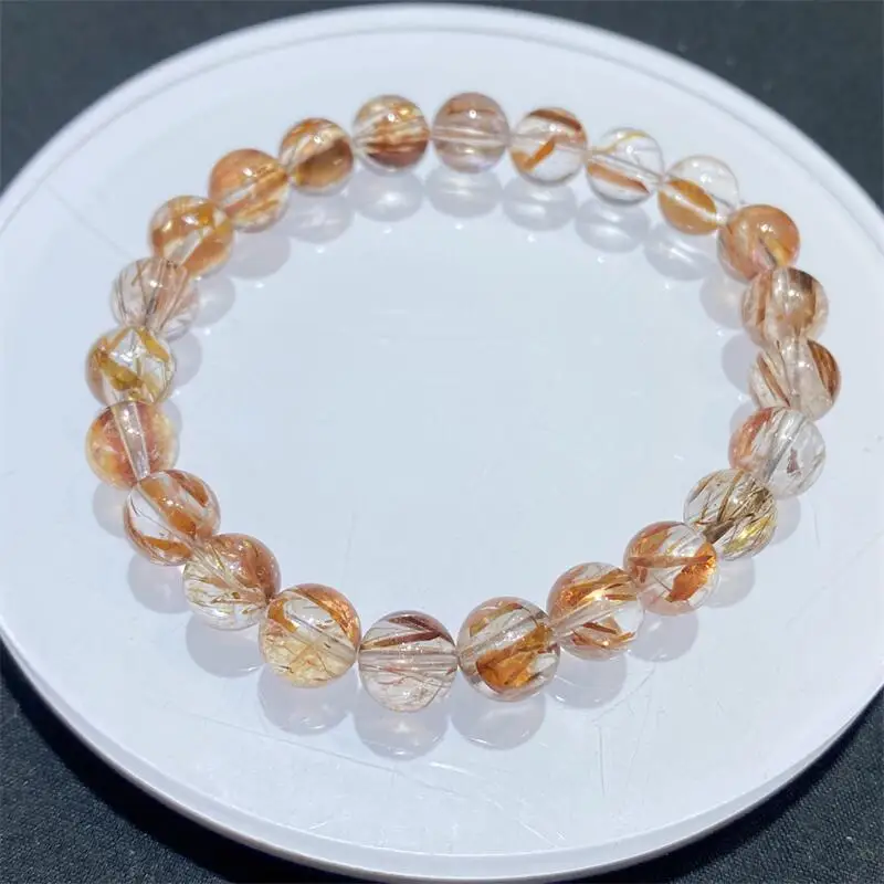 

Натуральное черное золото, супер семь кварцевых бусин, браслет, ювелирные изделия с кристаллами для женщин, исцеляющий богемный праздничный подарок, 1 шт., 7/8/15 мм