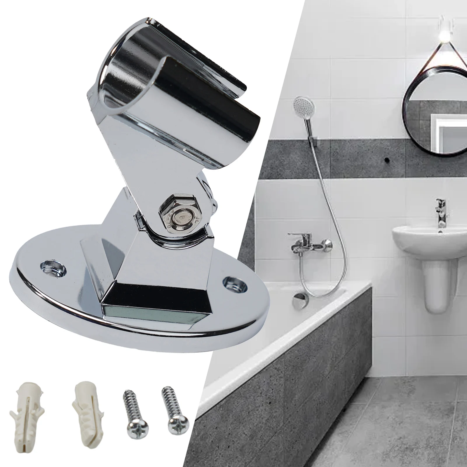 Shower Head Holder Wall Mounted Adjustable Shower Bracket Handheld Sprayer Fixed Base For Large Small Diameter Shower Hoses