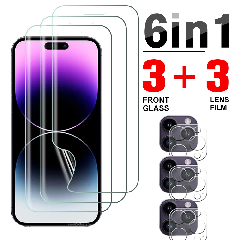 6in1 Hydrogel Film Voor Iphone 14Pro Max 2022 Camera Lens Protector Iphone14 Pro Max 14 Plus Ik Telefoon 14 Zachte bescherming Film
