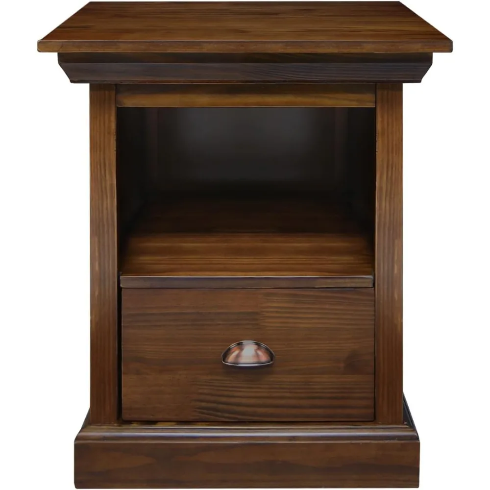 Lincoln Nightstand with Pull-Out Concealed Bottom Shelf, Concealment Furniture