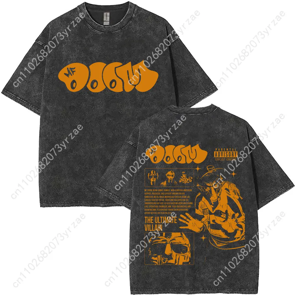 

Rapper Mf Doom Retro Wash Tshirt Man Woman High Quality Vintage Tee Cotton Short Sleeves Fashion T-shirt Soft Breathable Tops