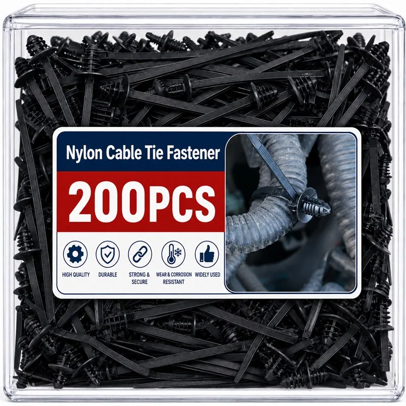 Threaded Head Cable Tie Automotive Nylon Self Locking Wire Harness Mount Clip Zip Tie Car Wiring Fastener Organizer Accessories