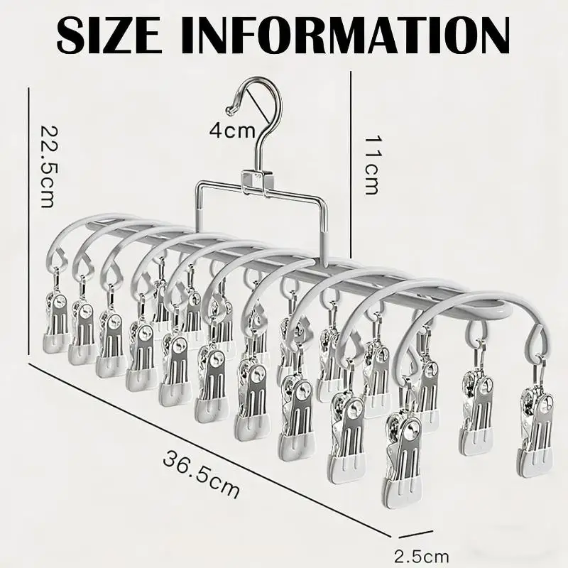 Rostfreie Kleiderbügel aus Edelstahl, 20er-Pack, rutschfeste Doppelreihen-Clips für die Organisation von Kleidung im Kleiderschrank zu Hause – Detail 9