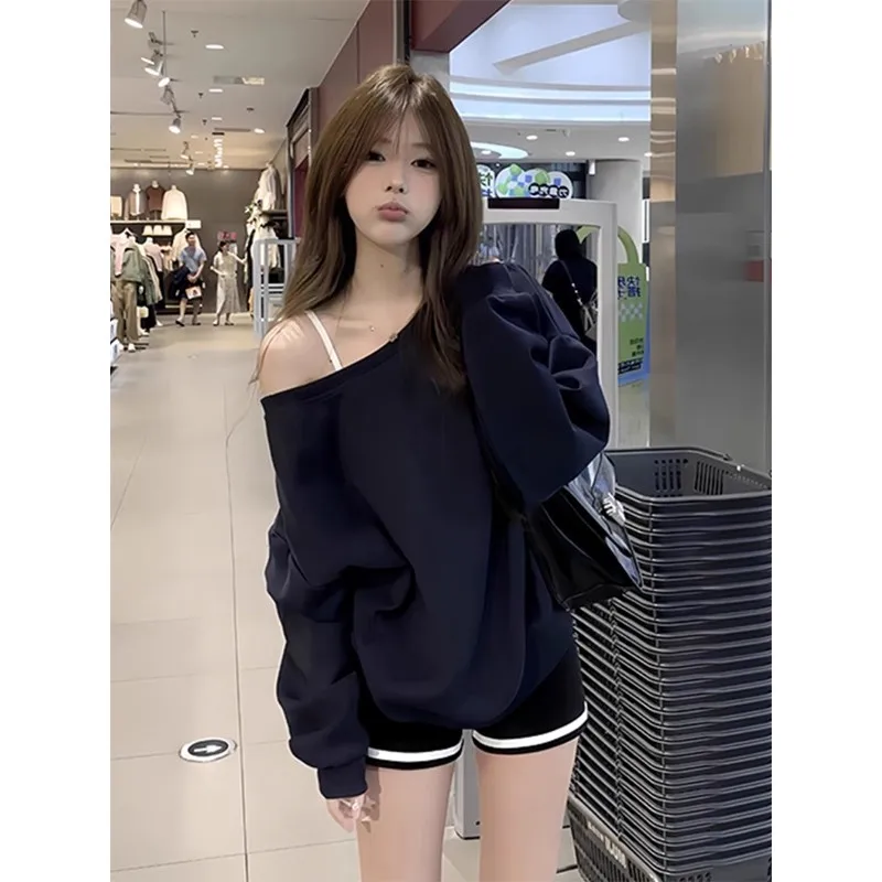 Sweat-shirts femininos 2000s japonês topos emagrecimento comprimento curto elástico sem tampa graffiti angustiado super grande campus cores