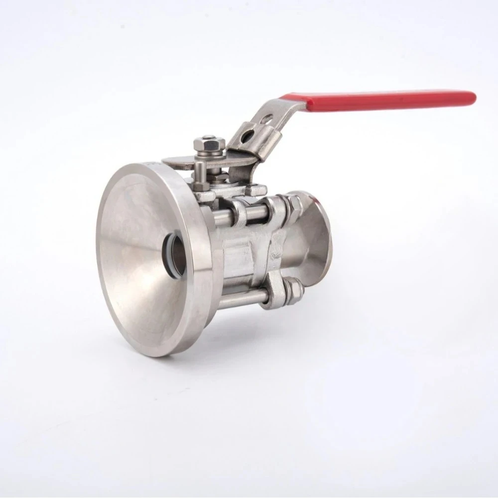 Clamp type, three-piece manual all-inclusive, tank bottom ball valve, sanitary grade 316L material