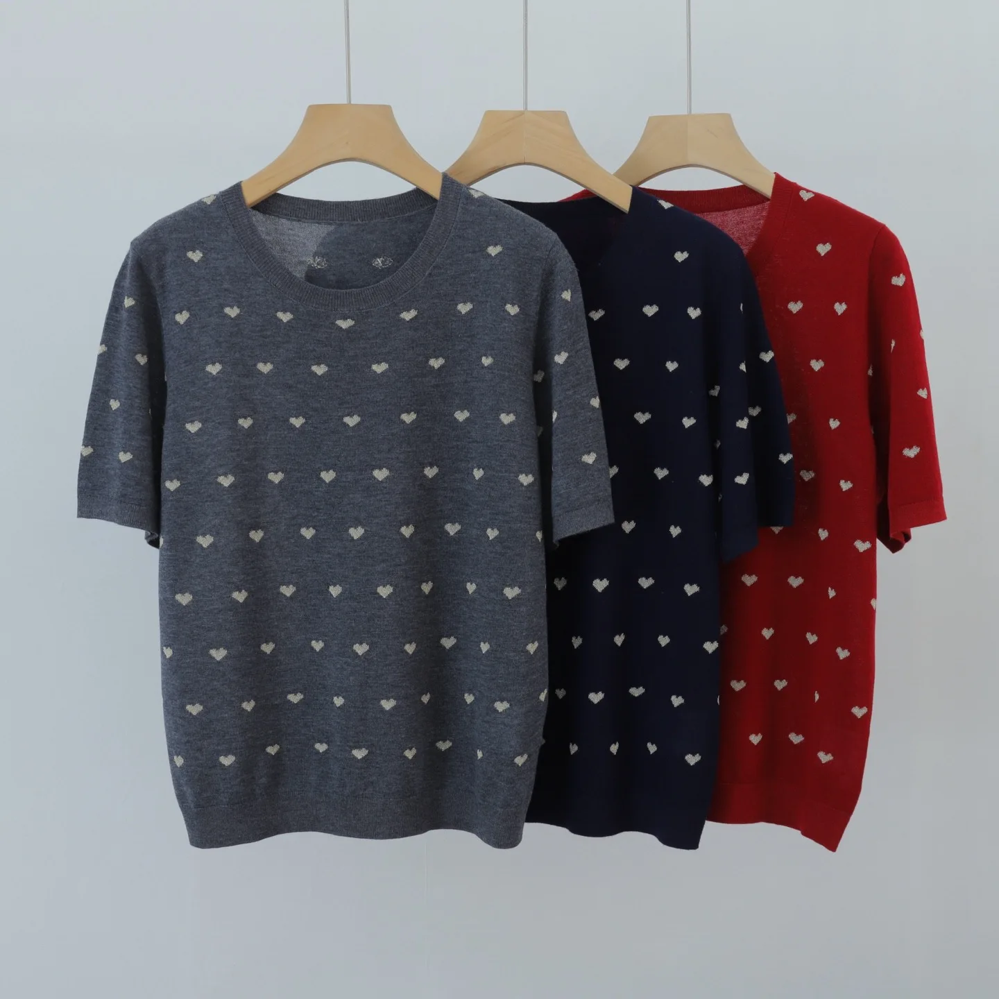 

Ele round Ne ort Sve Embroidered Woolen T-irt Knitted Casual Versatile Women's Base Layer Top Commute Sle