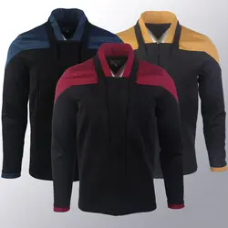 For Picard 3 Red Geordi Gold Blue Dress Uniform Starfleet Jacket Shirts Cosplay Costume ST Prop Halloween Party