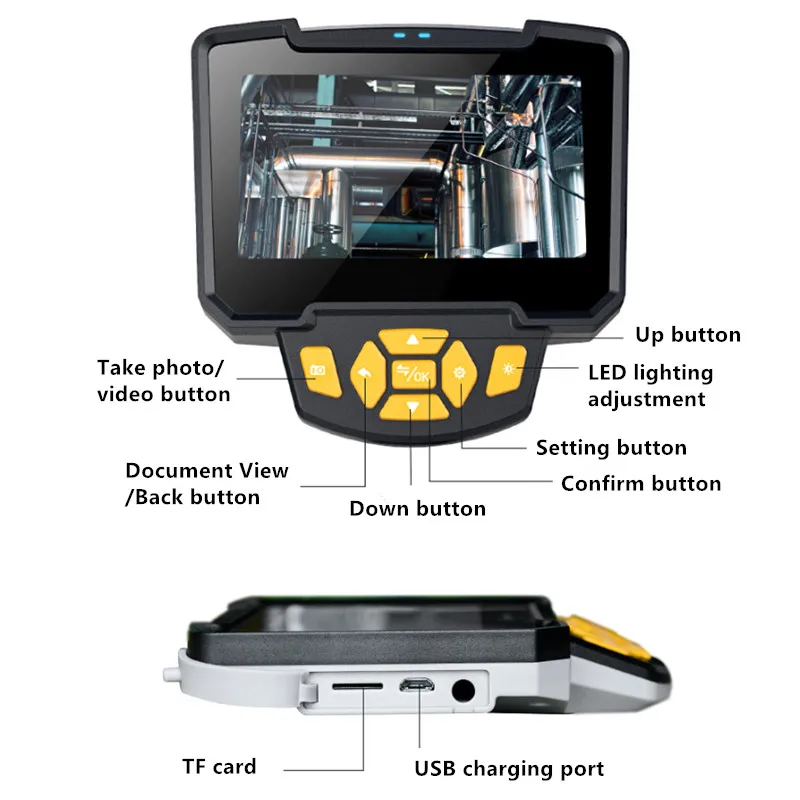 Endoskopi Industri Digital 4.3 Inci Layar LCD Borescope Videoskop Kamera Inspeksi Semi-kaku Endoskopi Genggam